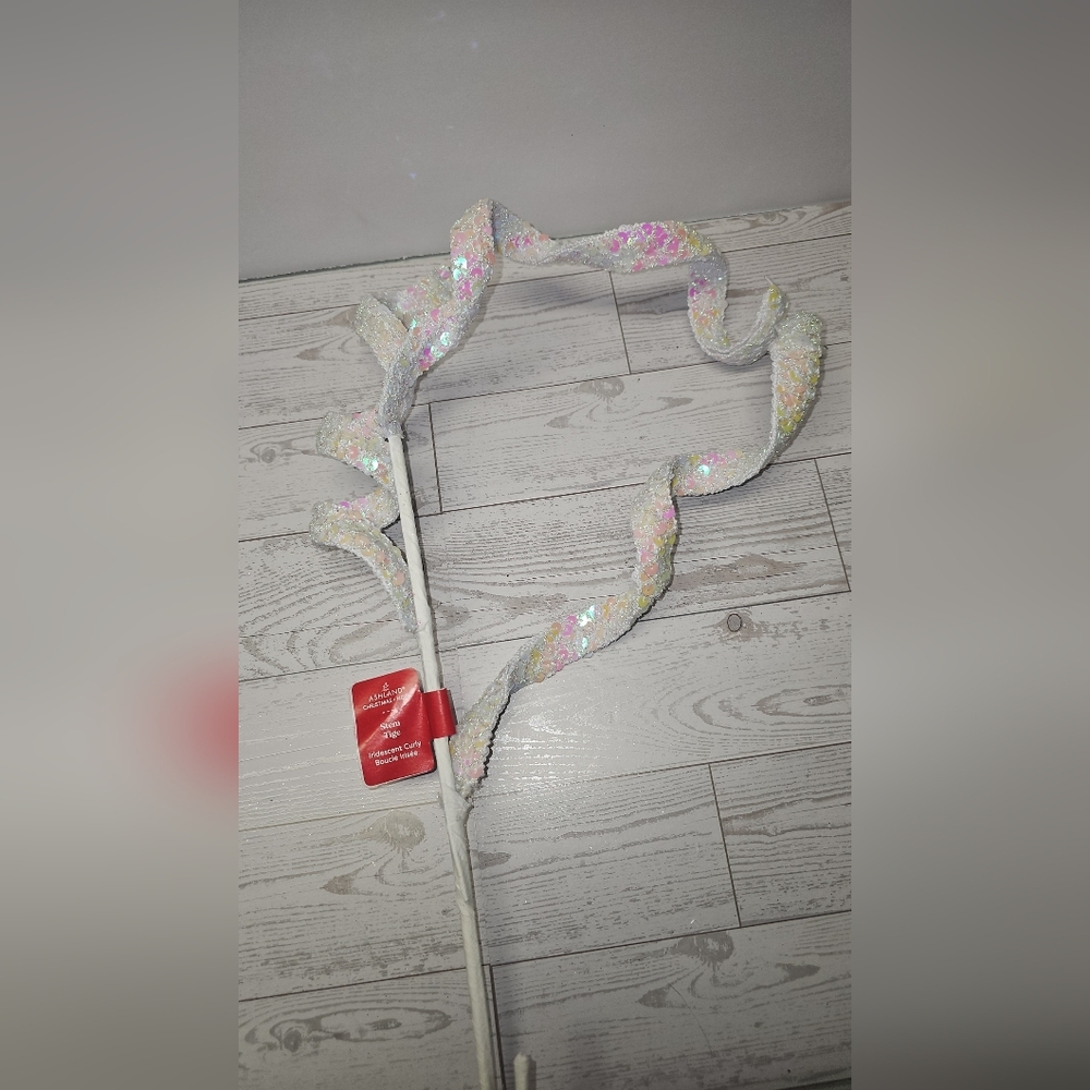 Ashland Iridescent White Sequin Curly Stem